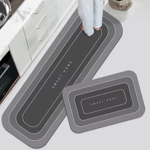 Kitchen Mat, 2 Counts/set Thick Letter Patterned Ombre Bath Mat, Water Absorbent Non-slip Home Large Rug for Kitchen Bathroom