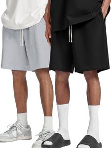 Men's Solid Color Kint Shorts, Casual Comfy Breathable Drawstring Waist Shorts for Summer, Men's Bottoms for Daily Wear