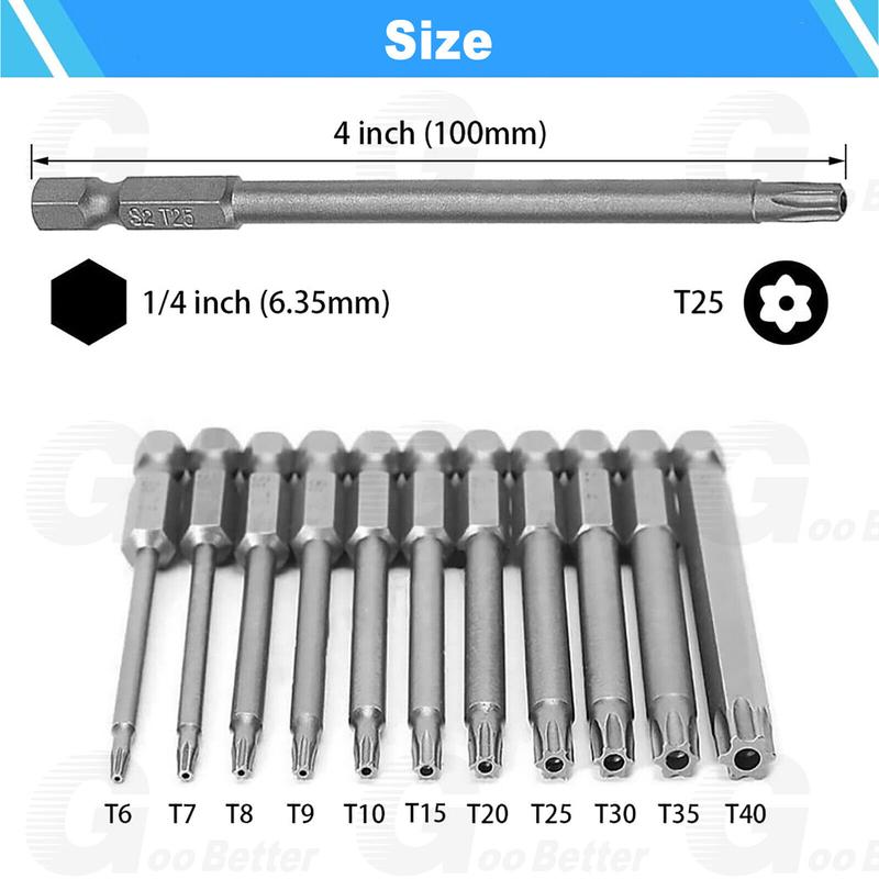 Product Introduction of 11PCS S2 Steel Torx Screwdriver Bit Set For Secure Screw  holding Compatible with Various Power Tools 7