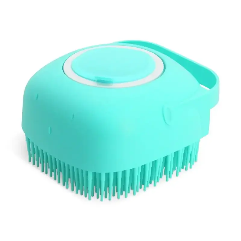 Pet Dog Shampoo Brush 2.7oz 80ml Cat Massage Comb Grooming Scrubber  for Bathing Short Hair Soft Silicone Rubber 7
