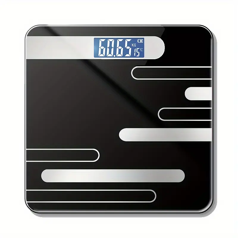 [Precision Digital Weight Scale] 1pc Precision Sleek Black Digital Body Weight Scale - LCD Display Floor-Standing Health Scale, Battery-Powered (36V & Under) for Bathroom Use 7