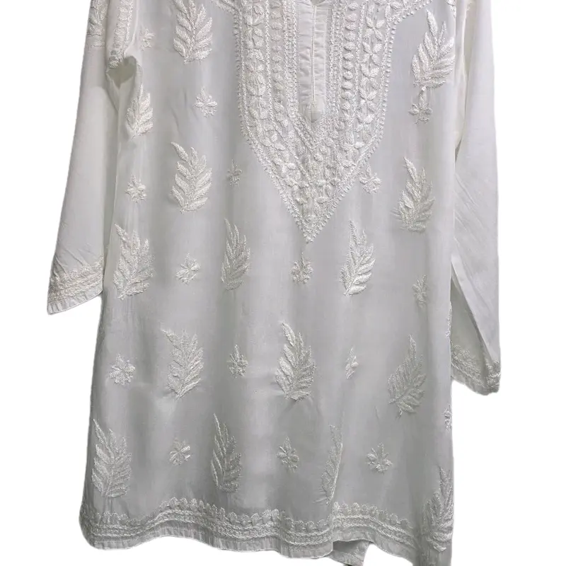 Short length hand embroidered shirts Womenswear Top Fabric Linen Blouse Comfort 2