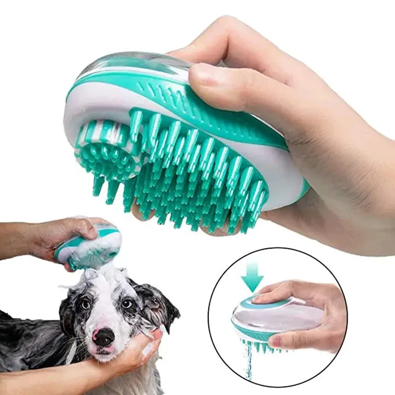 2-in-1 Pet Bath Brush & Shampoo Dispenser – Soft Silicone Massage Grooming Tool for Dogs & Cats 0