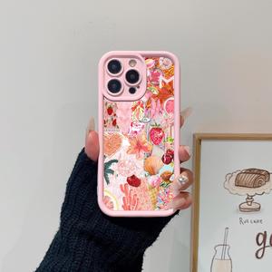 Fruit Pattern Phone Case, Decorative Phone Protector Cover, Phone Accessories Compatible with iPhone 11 12 13 14 15 16 Pro Max, Casing, Protective, Pink, Decoration, Smartphone, Cellphone, Screen Protector