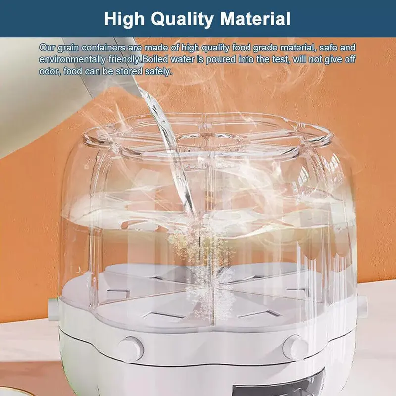 Rotatable Food Sealed Storage Container Grain Box Cereal Dispenser Rice Tank UK Kitchen Lid preserving containers 7