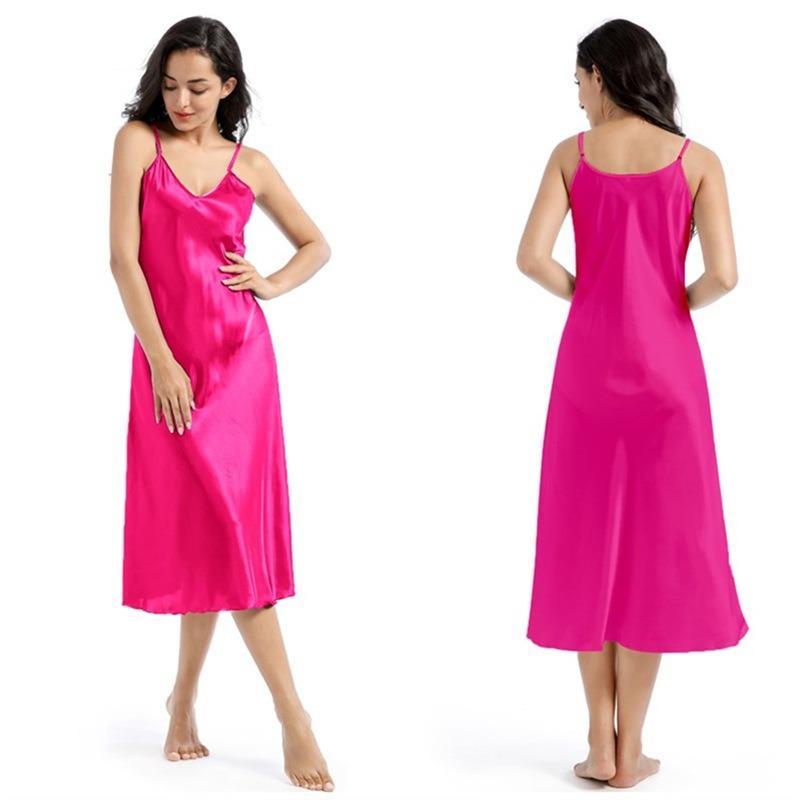 2025 new style medium long slim sexy big V-neck strap soft smooth thin twist color Ding silk nightdress 8