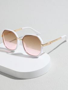 1 Pair Fashion Irregular Round Frame Metal Sunglasses, Tinted Lens Sunglasses, Outdoor Sports Sunglasses, Casual Versatile Sunglasses for Men and Women, Travel Accessories