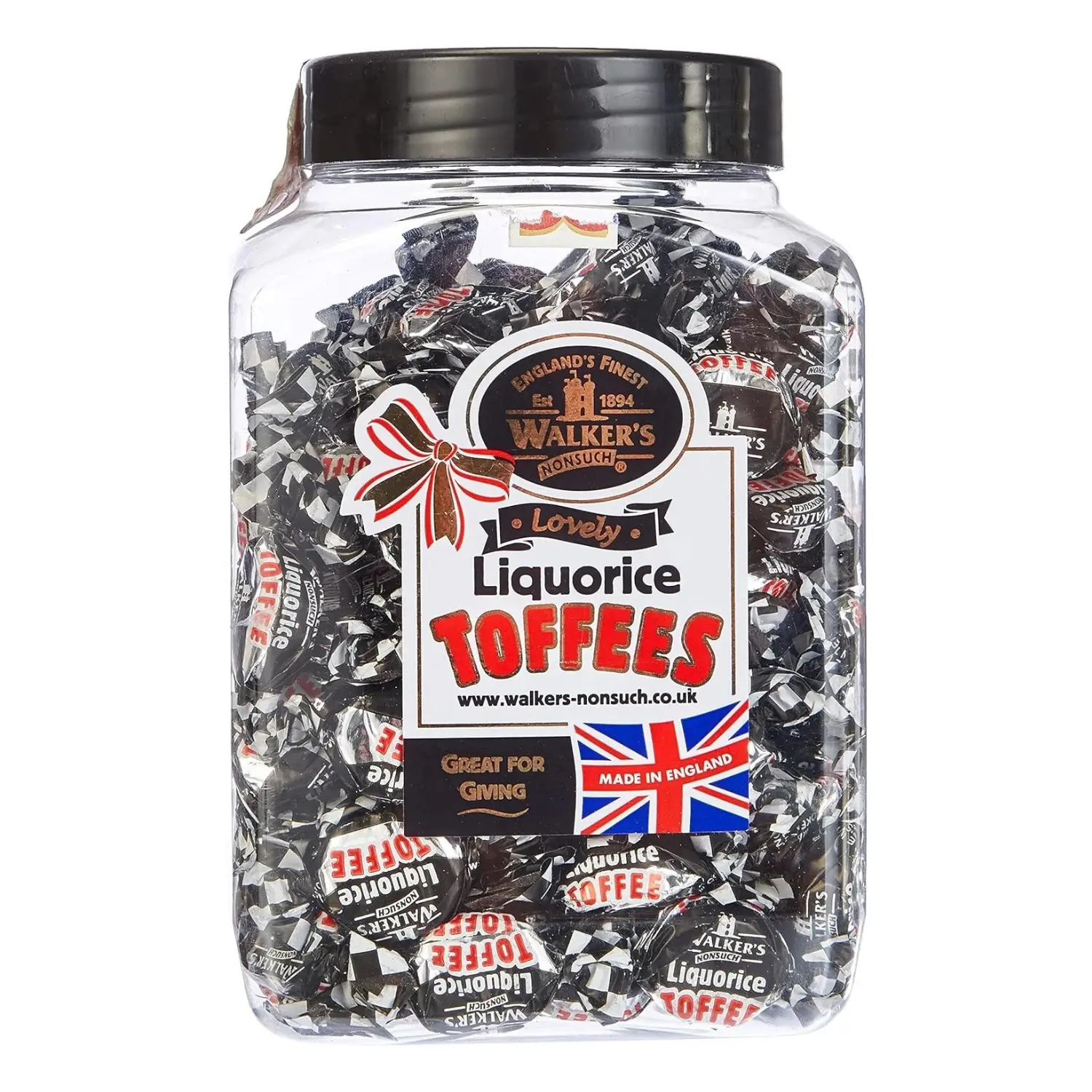 Walkers Nonsuch Liquorice Licorice Toffees Gift Jar 1.25kg- Retro Sweet Candy Snack Bonbon