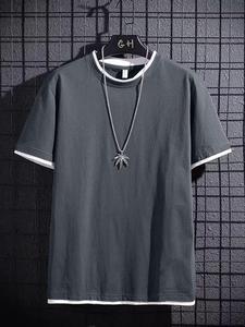 Men's Solid Color Short Sleeve Tee, Loose Casual Comfy T-shirt for Summer, Fashion Men's Top for Daily Wear, Tropical