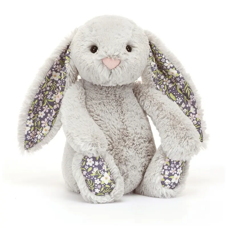 Blossom Silver Bunny 'Bloom' – Soft Grey Plush Bunny with Floral Ears, Perfect Cuddly Gift for Babies, Kids & Collectors, key chains 0