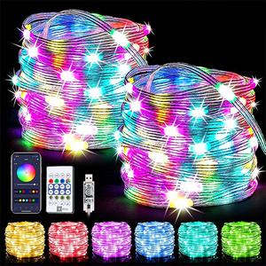 RGB Color Changing LED String Light, Waterproof LED String Light with APP & Remote Control, Decorative Light for Home Party Wedding Festival