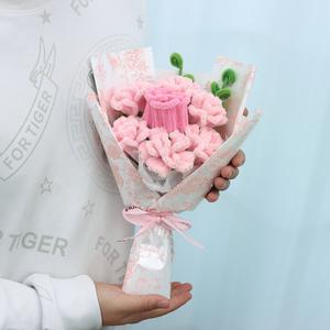 Handmade Chenille Carnation Flower Bouquet for Mother's Day