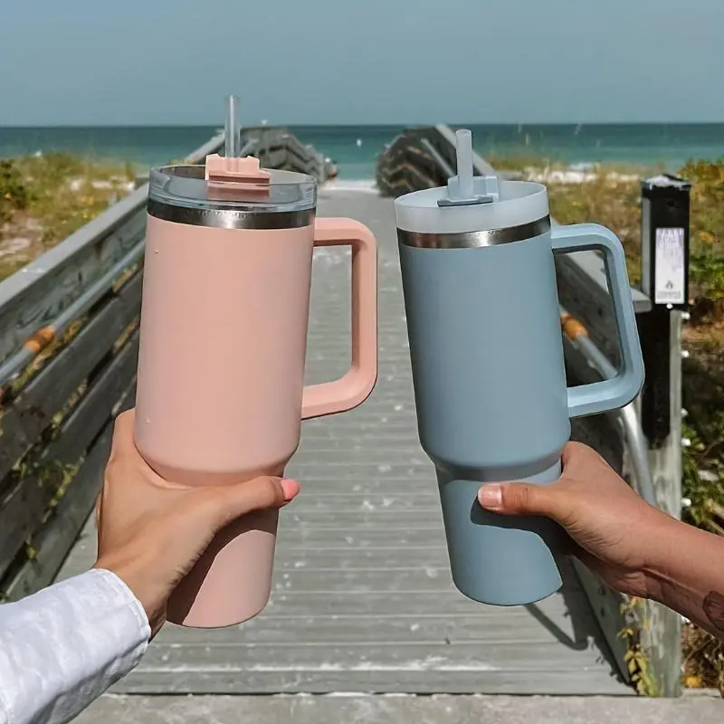 【2025】1200ML 304 Stainless Steel Insulated Water Bottle,Thermal Coffee Car Cup, Cold Hot Mugs Vacuum Flask With Handle Straw,For Sport 0