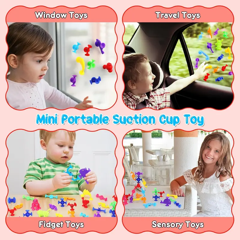 30-Pack Suction Cup Toys – Montessori Sensory Building Toys for Kids Ages 3+ | Silicone Bath & Travel Toys for Boys & Girls | Autism-Friendly, Educational STEM Toy for Toddlers & Children Aged 3 4 5 6 7 8 4
