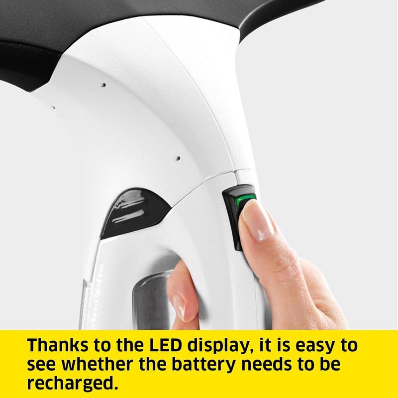 Kärcher Window Vac WV 2 Plus, Battery Running Time: 35 min, LED Display for Battery Status, Suction Nozzle: 280 mm, Spray Bottle with Microfibre Cloth, 20 ml Window Cleaner Concentrate 5
