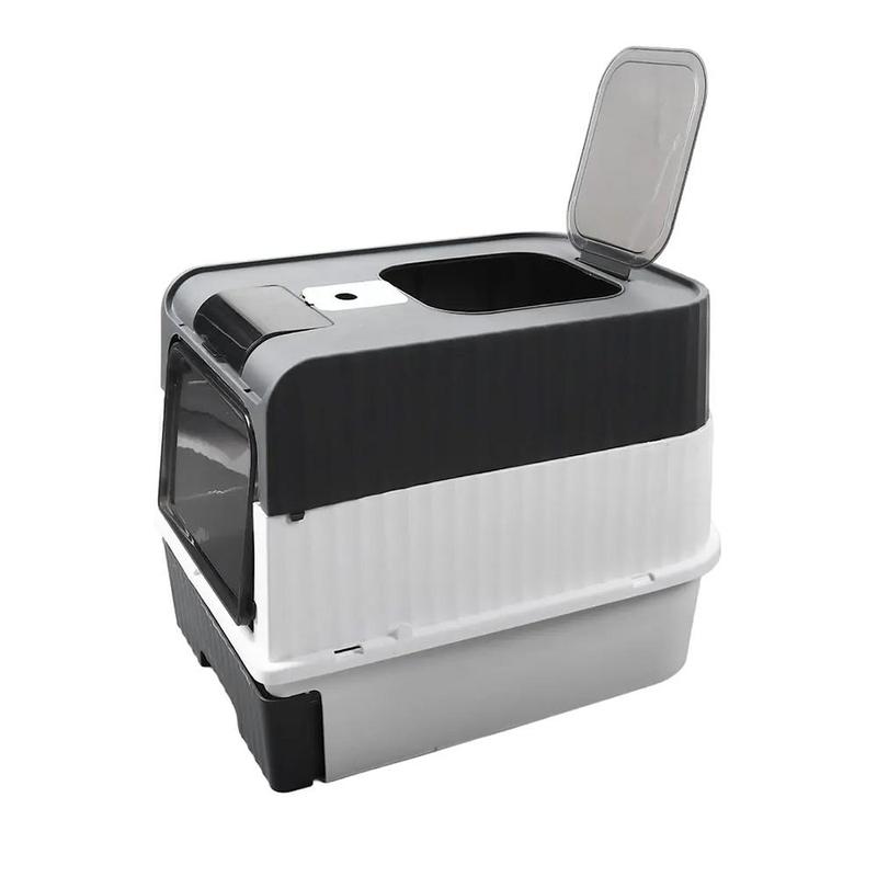 Covered Cat Litter Box with Lid for Small and Medium Cats, Top Entry Drawer Type with Front Door Cat Litter Tray, Anti-Splashing Cat Litter Tray with Drawer Pan and Scoop, Odor Control Easy Clean Foldable Litter Tray litter box cat  litter  tray 5