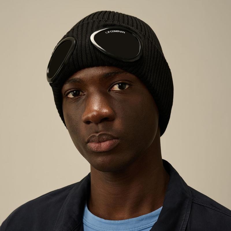 C.P. Company Beanie with Goggle Design – Soft Cotton, Unisex Fit 1