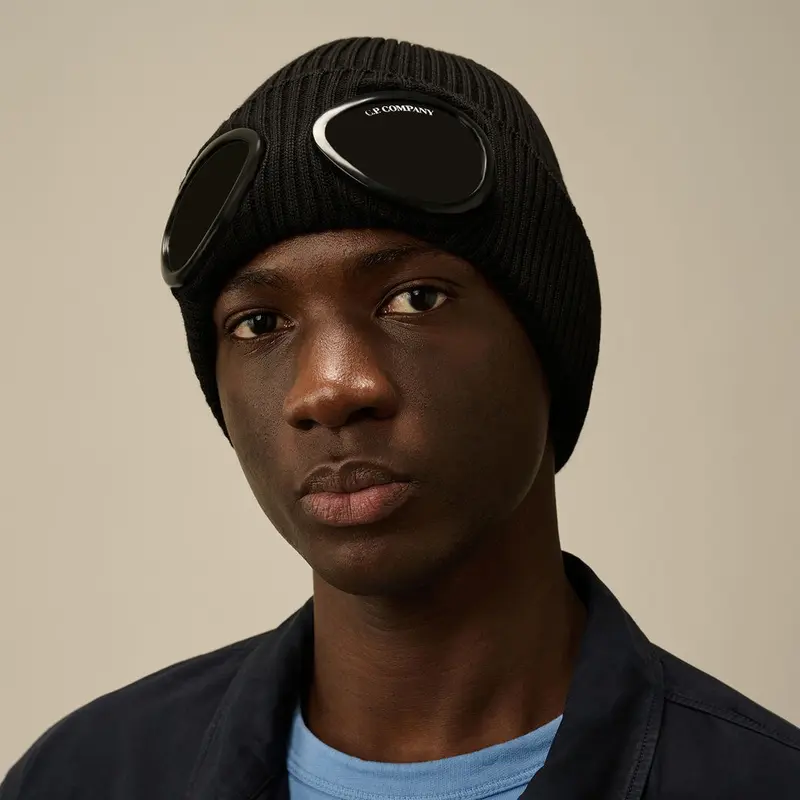 C.P. Company Beanie with Goggle Design – Soft Cotton, Unisex Fit 1