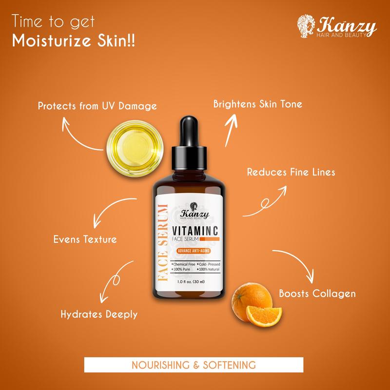 Kanzy Vitamin C Serum for Face with 20% Hyaluronic Acid 30 ml Discoloration Correcting Serum for Even Tone Complexion to Boost Skin Collagen and Elasticity Face Serum for Women & Men 6
