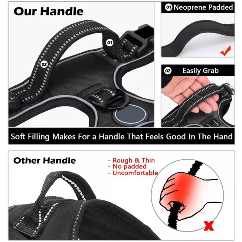 No-Pull Pet Dog Harness with Handle Adjustable Reflective Padded Vest S,M,L 3