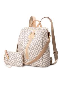 Fashionable Geometric Pattern Backpack & Wallet Set, Large Capacity Vintage Multifunctional Backpack, Versatile High-quality Daily Commuting Bag Set