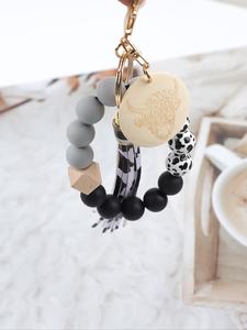 Unisex Boho Style Cow Pattern Beaded Keychain, Stylish Keychain, Tassel & Ox Charm Keychain with Beaded Bracelet, Summer 2024 Fashion Accessories As Birthday Gift