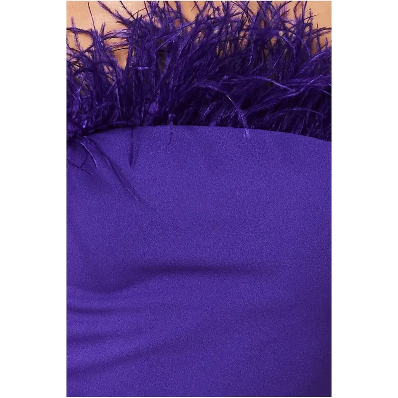 Goddiva Feather Boobtube Maxi Dress - Purple 3