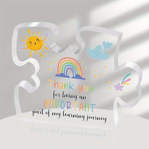 Acrylic Puzzle Design Ornament, Creative Thank You Letter  Desktop Decor, Thank You Gifts for Teachers Coworker Office Manager Family Friend Bestie