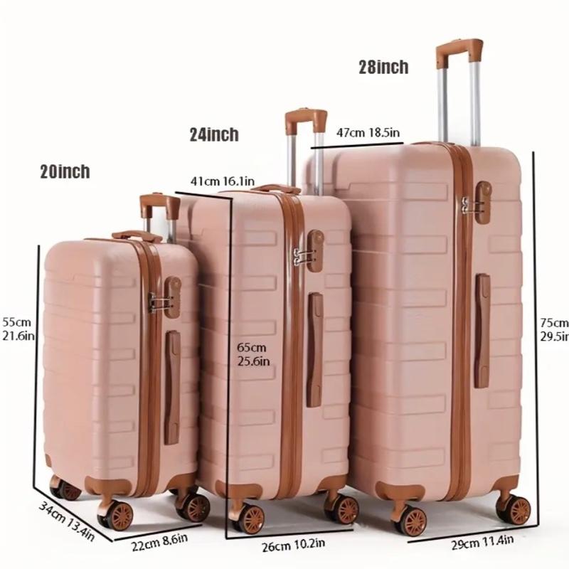 3pcs Hard Shell Luggage Set with Spinner Wheels - 50.8/60.96/71.12 cm, Anti-Theft TSA Lock, Durable ABS+pcs Travel Suitcases 3