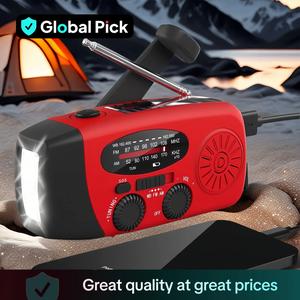 Solar/Hand Crank/USB Charging Radio, Multifunctional Outdoor Radio with LED Flashlight, Emergency Radio for Outdoor Camping, Hiking, Climbing, Emergency, Chargeable
