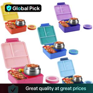 4 Compartment Bento Lunch Box with Soup Thermo, 1 Count Leakproof Lunch Food Container, Portable Lunch Box for Home Office School