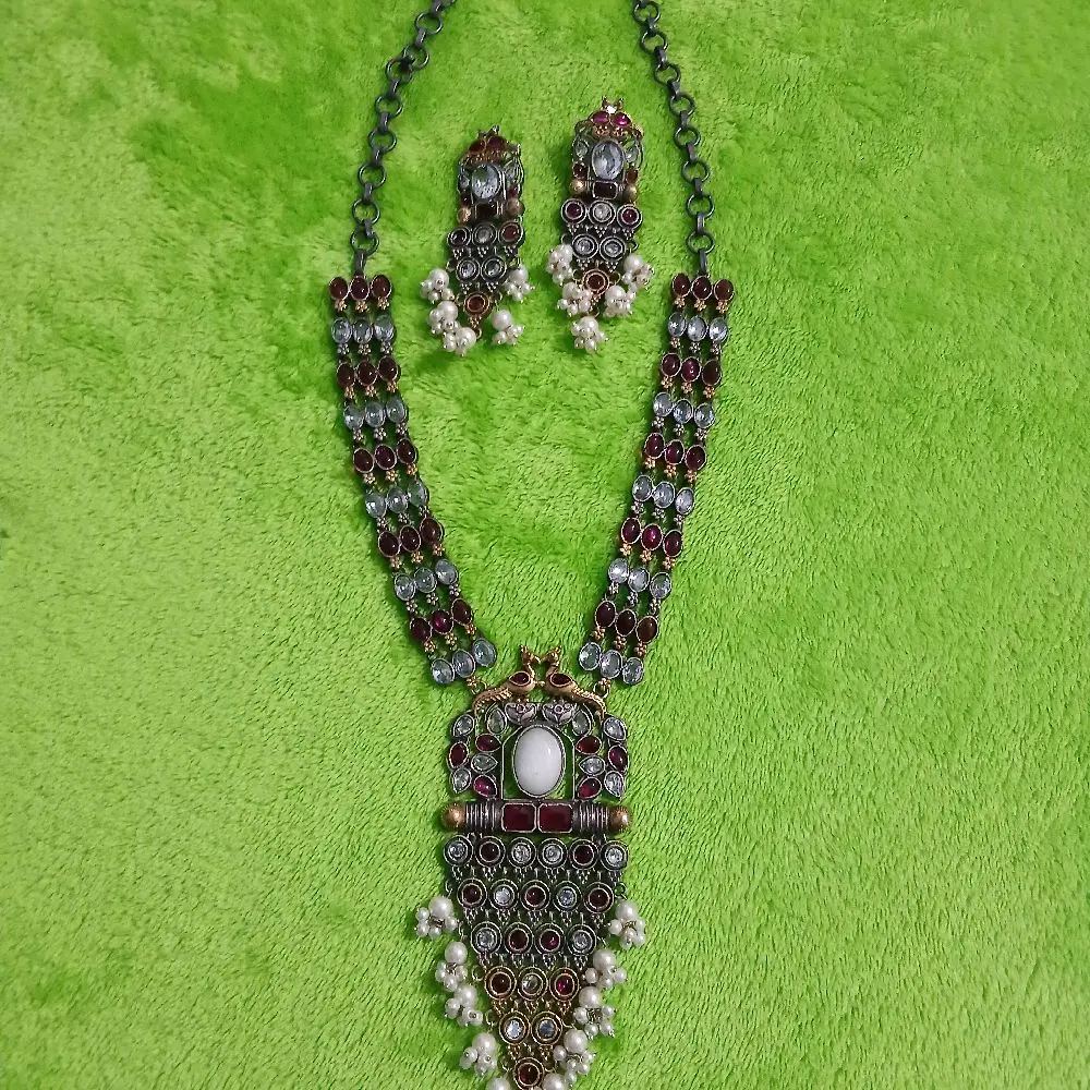 silver and gold polisNeckless only no earrings  Traditional Indian Jewelry