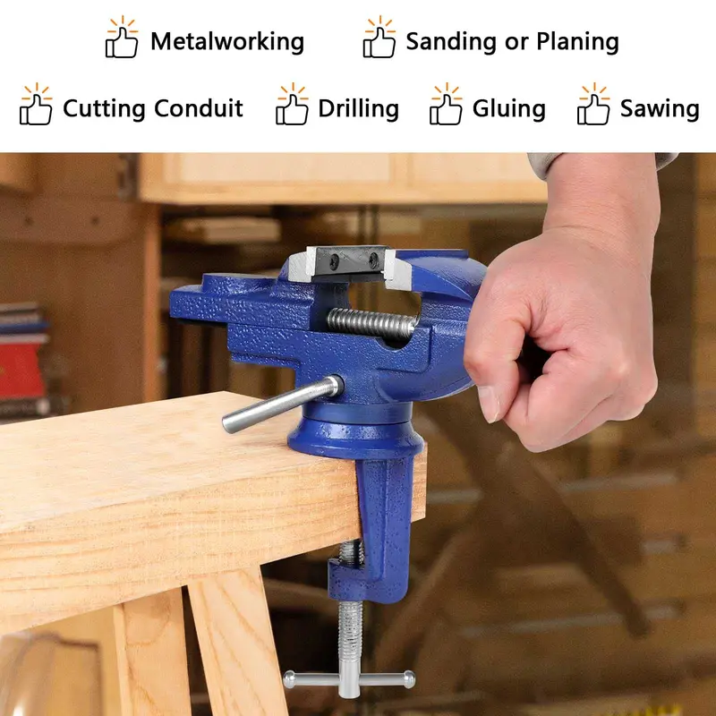 CROWNSHOP Bench Vice 360° Swivel Base Vices forWorkbench Portable Universal Workshop Clamp Adjustable Mini Table Bench Vice Clamp for Workshop Factory 5