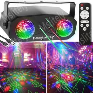 Disco Ball Party Light, USB Powered Sound Activated Disco Light with Star Light Projector, Ocean Light and Laser Light for Party DJ KTV Rave Club Wedding Home Decor