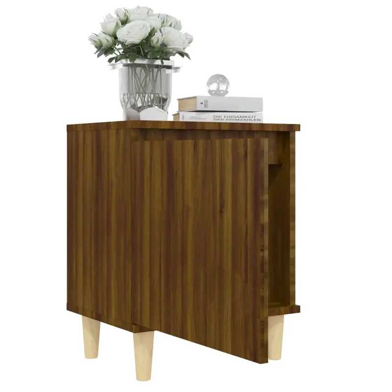 Bed Cabinets with Solid Wood Legs 2 pcs Brown Oak 40x30x50 cm 3
