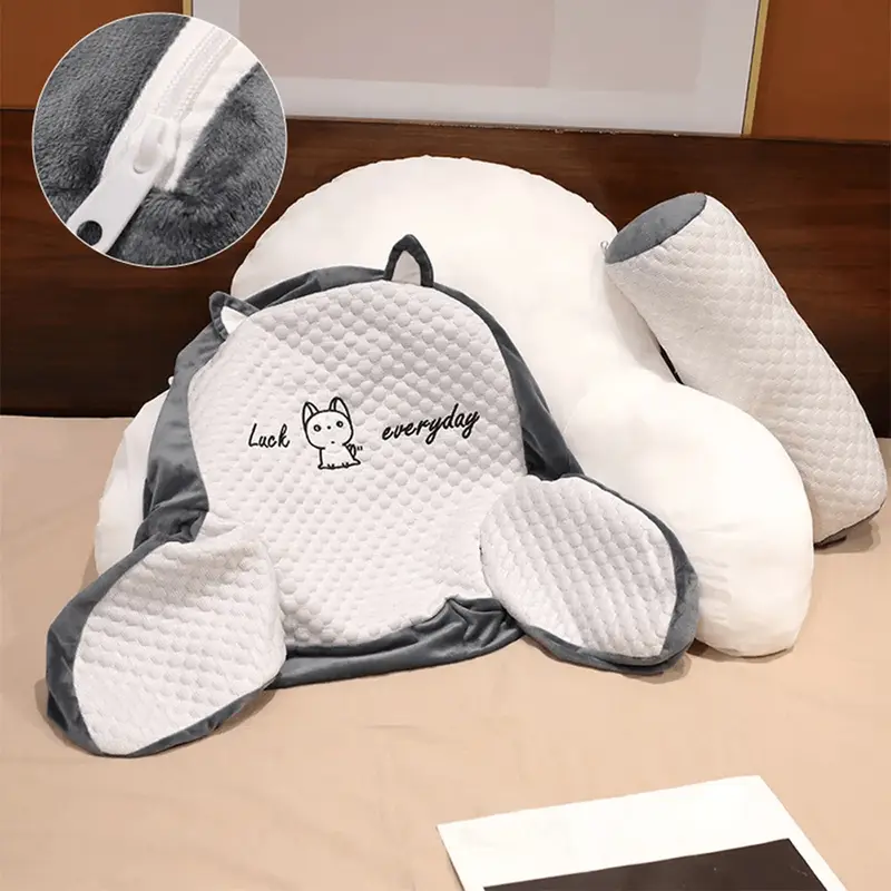 40*60cm Reading Pillow with Shredded Memory Foam, Backrest with Arms, Back Support for Sitting Up in Bed with Washable Cover Bed, Reading Pillow Back Rest Lumbar Support Arm Seat Lounger Neck Cushion 4