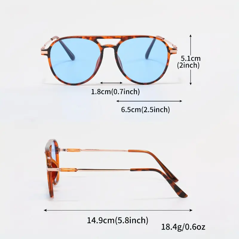 Casual Pilot Style Men's Glasses with Blue PC Lenses, Plastic Frame - Decorative Eyewear (1 Pair) 1