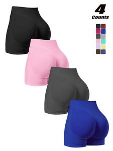 Sporty Women's Solid Color High Waist Sports Shorts, Breathable Comfortable Seamless Skinny Shorts, High Stretch Yoga Shorts, Ladies Sportswear for Indoor Outdoor Wear, High Rise Bottoms