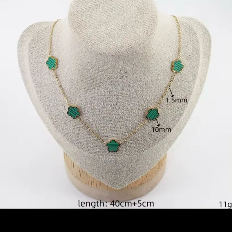 Fashion Shell Clovers Five Leaf Flower Necklace Stainless Steel Five Leaf Luck Clover Jewelry in Various Colors 2