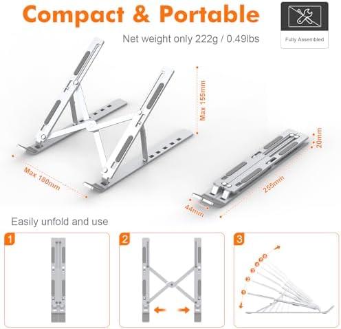 Adjustable Laptop Riser for Desk, Portable Laptop Stand with 6 Angle Adjustment 2