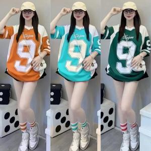 Free Custom Name and Number 2025 Korean Version Unisex Sports T-shirt Jersey Oversized Loose Short-sleeved Women's Retro High Street Men's and Women's Clothing