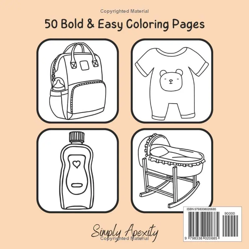 Baby On Board Coloring Book: Bold & Easy For Adults & Kids. Relax & Unwind With These 50 Cute, Big & Simple Illustrations. Perfect Pregnancy Baby Shower Gift 4
