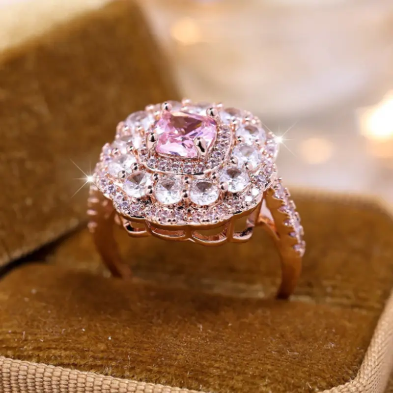 Pink designer rings for women suitable for daily wear Proposal party jewelry Valentine's Day gift 4