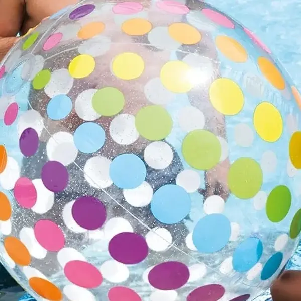 Jumbo Beach Ball 42 Inch Multicolour Dots and Clear Base for Fun and Playful Beach Day 1