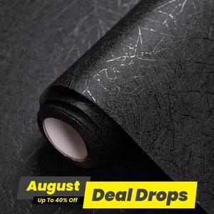 Textured Self-adhesive Wallpaper, 1 Roll Decorative Wallpaper for Home Living Room Kitchen, Backdrop Decor Wall Decal for Cabinet Table Chair Room Interior, Bathroom, Home Decor, Black, Interior