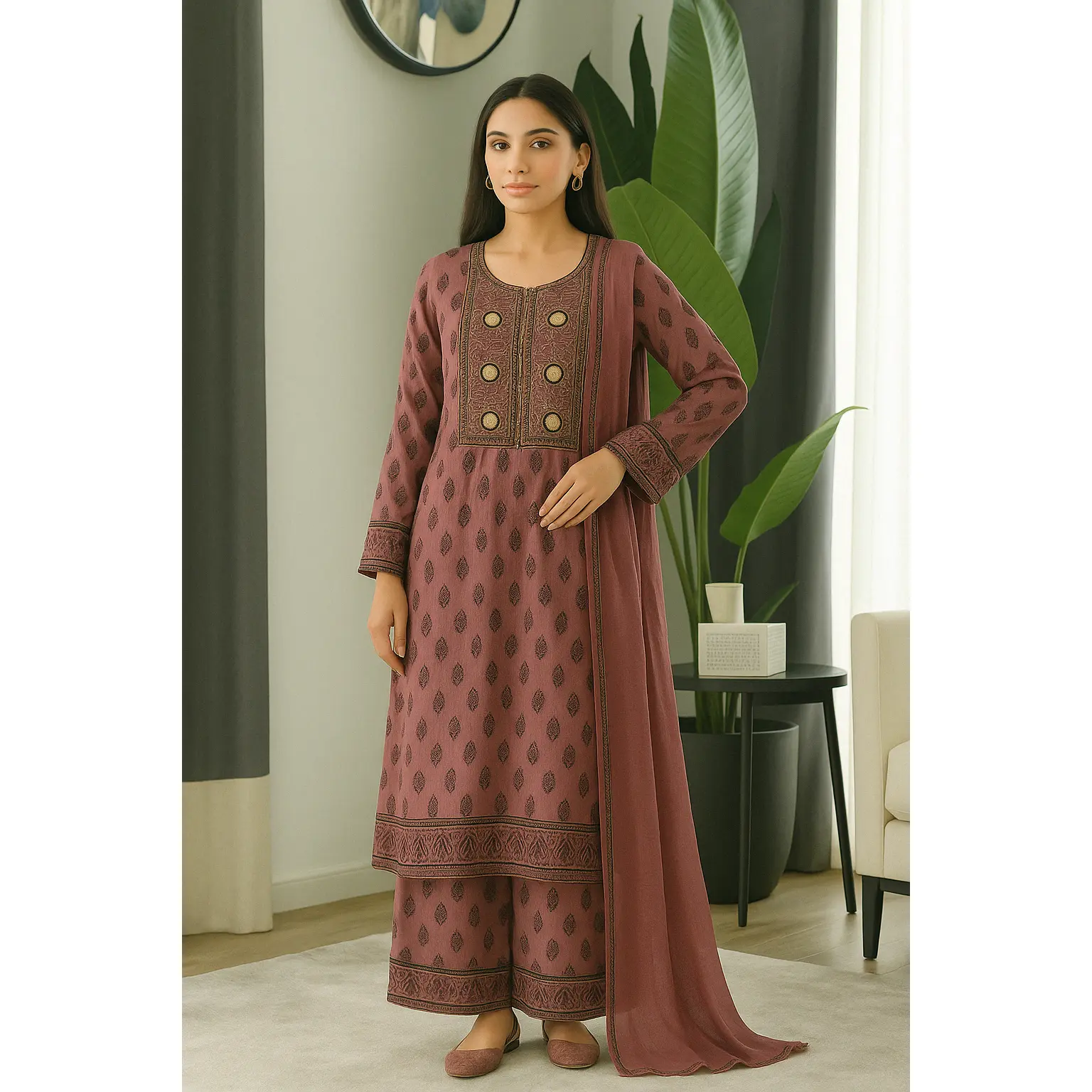 Linen 2 piece pink suit 2030