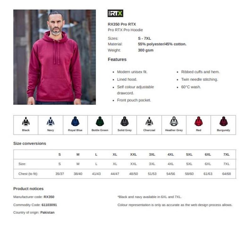 Men's Pro RTX Workwear Hooded Front Kangaroo Pocket Hoodie 3