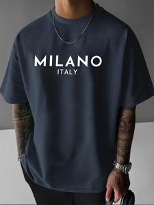 Men's Letter Print Round Neck Tee, Regular Fit Casual Short Sleeve Crew Neck T-shirt for Summer, Fashion Men's Top for Daily Wear, T Shirts for Men, Sports Casual Wear, Athletic Activewear, Athletic Sports Clothing, Sporty Design