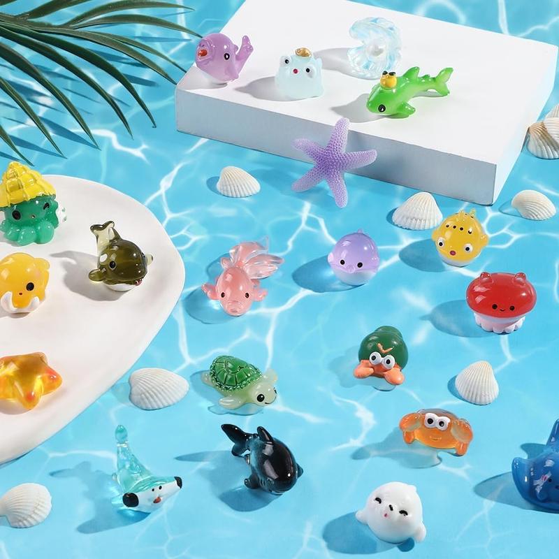 36pcs Mini Sea Animals Resin Tiny Ocean Animals Figurines Aquarium Ornaments 3