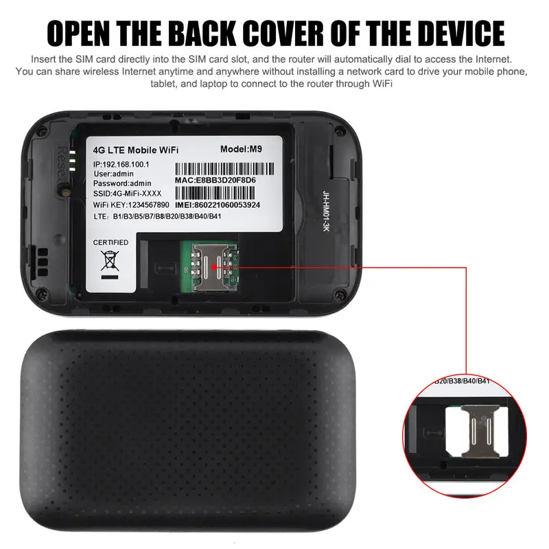 Unlocked 4G LTE LCD Portable Mobile Broadband Wireless WiFi Router MiFi Hotspot 5